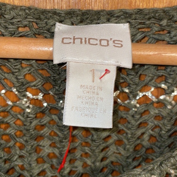 •CHICOS•SHINE STRIPED CHARLOTTE OPEN KNIT RIBBED 3/4 SLEEVE SCOOPNECK SWEATER 1 - Picture 6 of 14